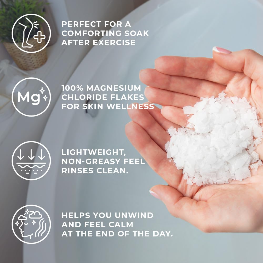 Natural Elephant Dead Sea Magnesium Bath Flakes – 5 lb Bag | Pure Magnesium Chloride Soak for Body & Foot