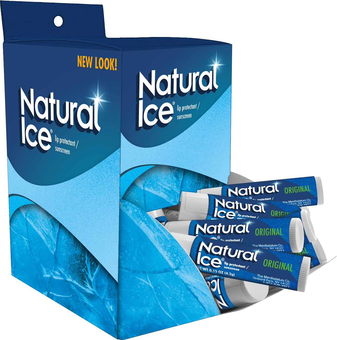 Natural Ice Lip Balm Original SPF 15 – 0.16 oz Tubes, Pack of 48