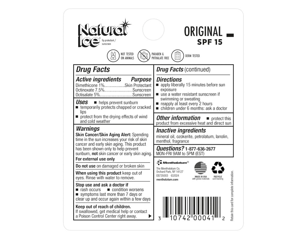 Natural Ice Original SPF 15 Medicated Lip Protectant Balm – 48 Count