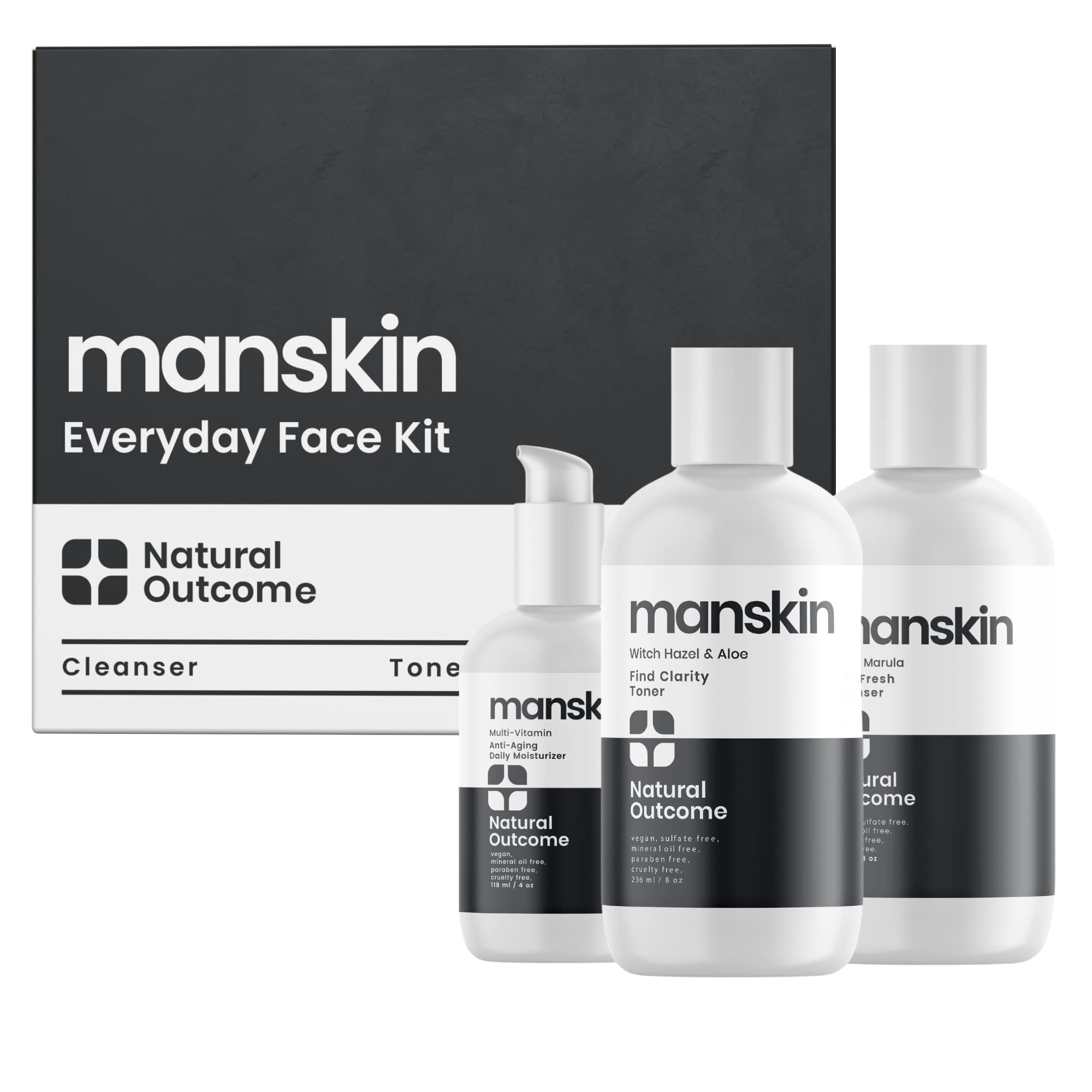 Natural Outcome Mens Skin Care Kit | 3-Step Anti-Aging Facial Care for Men