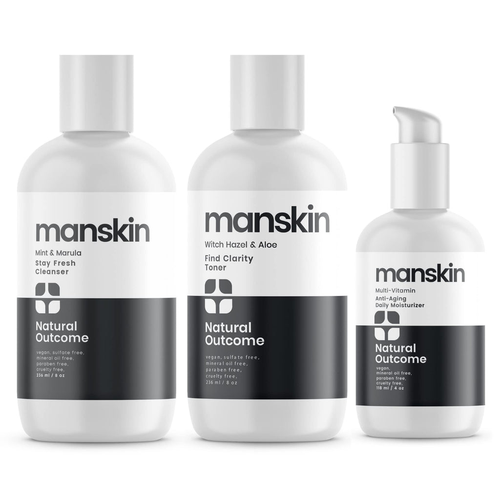 Natural Outcome Mens Skin Care Kit | 3-Step Anti-Aging Facial Care for Men