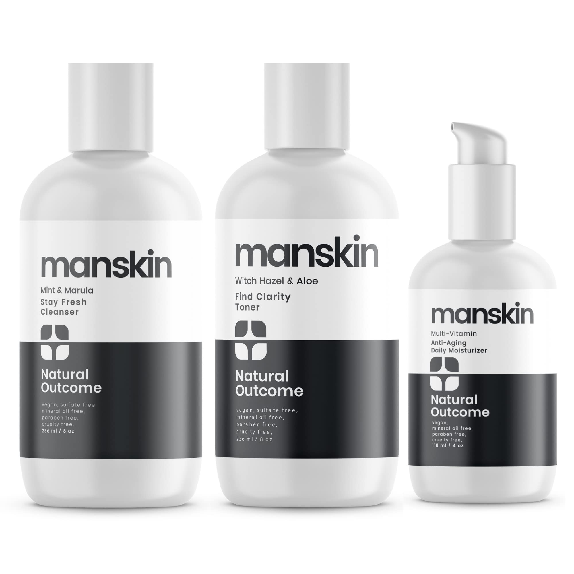 Natural Outcome Mens Skin Care Kit | 3-Step Anti-Aging Facial Care for Men
