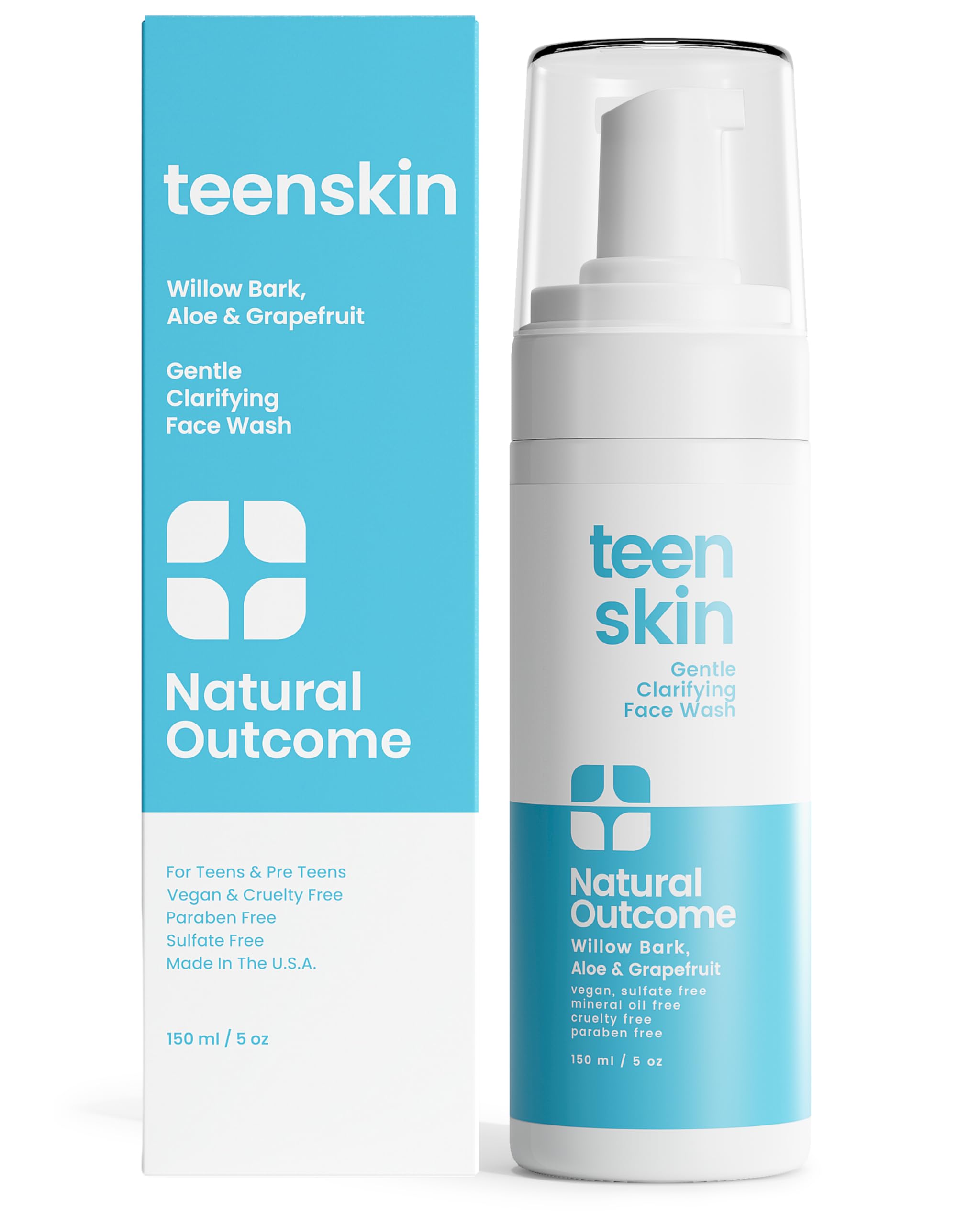 Natural Outcome Teen Skin Face Wash – Gentle Foaming Daily Cleanser for Teens (5 oz)