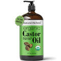 Natural Riches Organic Castor Oil – 16 oz Amber Glass, USDA Certified Organic, Cold-Pressed & Unrefined