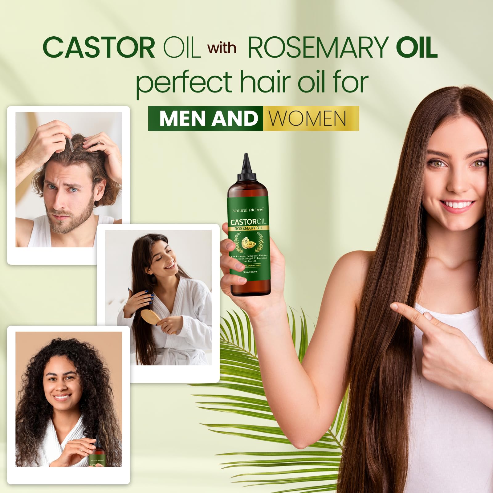 Natural Riches Castor Oil with Rosemary – 8 oz for Stronger, Fuller Hair Growth
