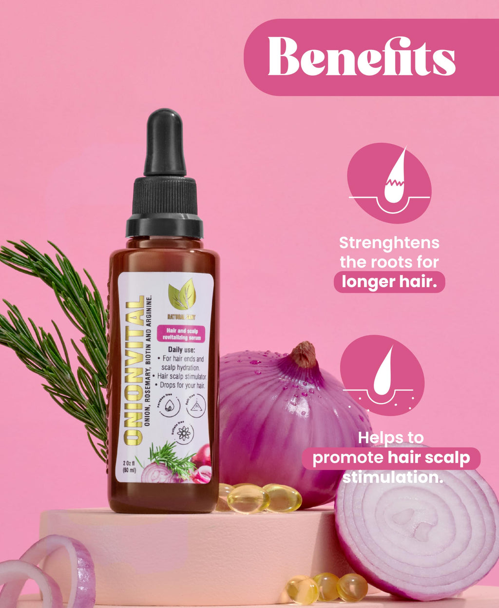Natural Sant Onionvital Hair Serum – Hydrating Scalp & Hair Care with Onion, Rosemary, Biotin & Arginine | 60ml