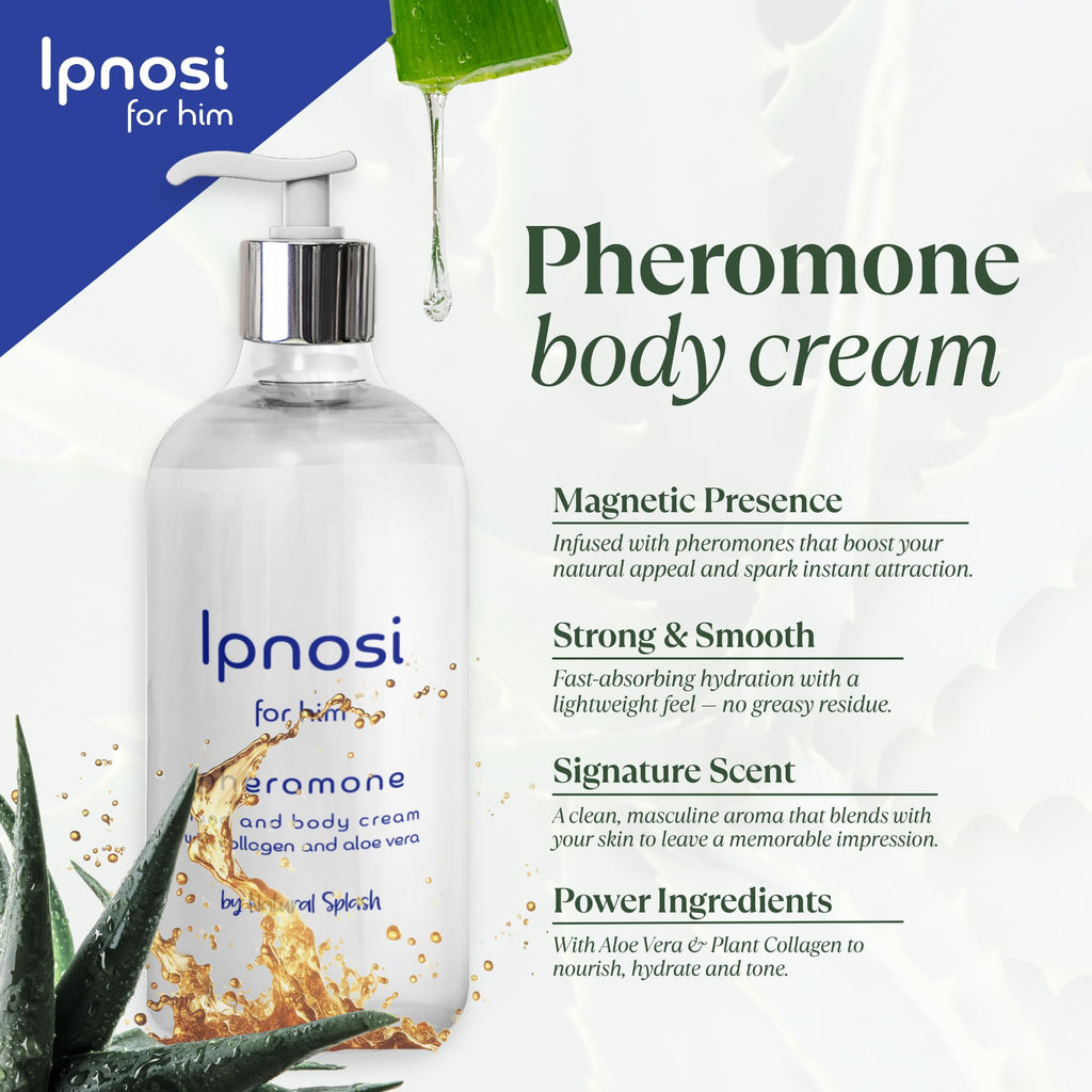 Natural Splash Ipnosi Pheromone Body Cream for Men – Hydrating, Fast-Absorbing Lotion, 8.45 oz
