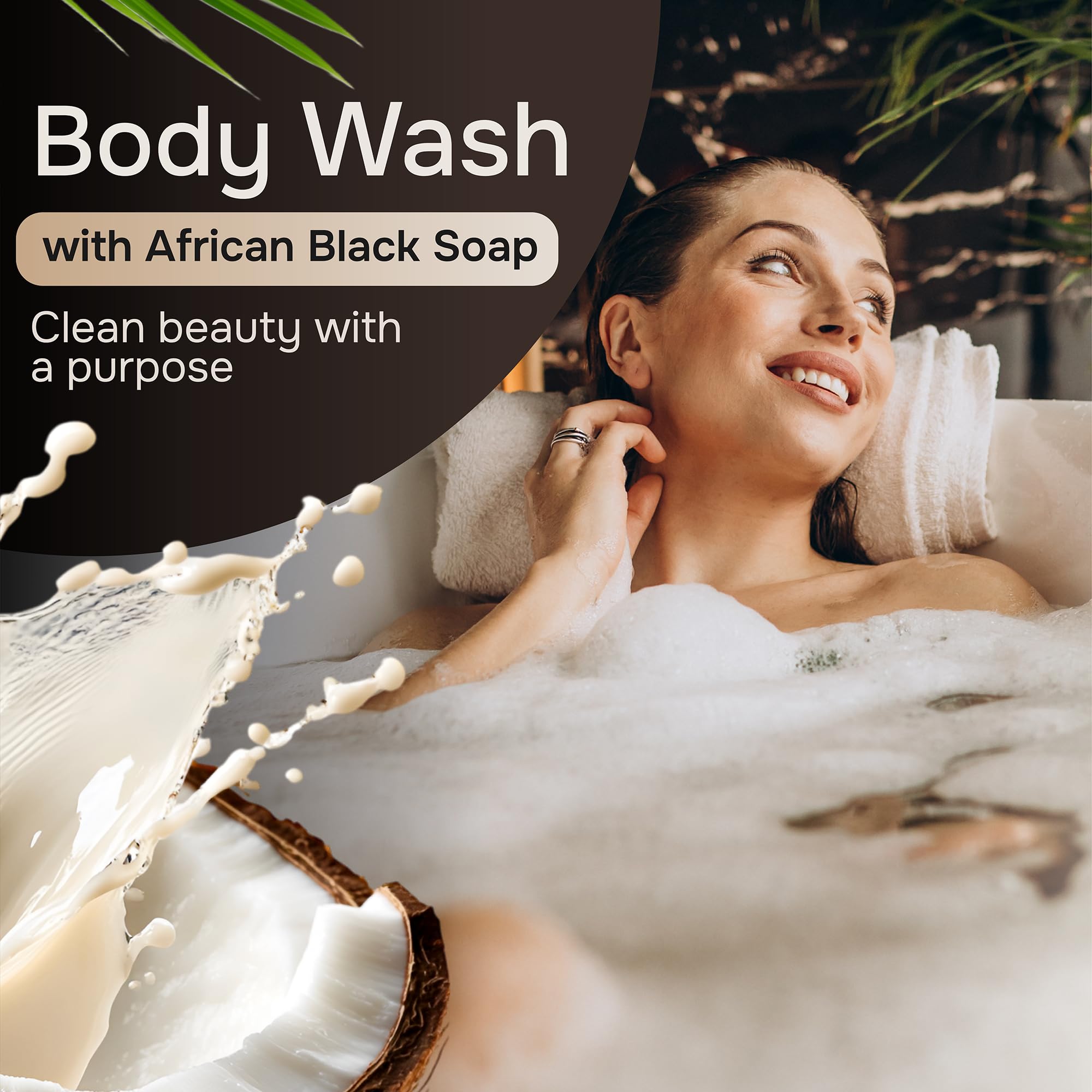 Natural Wunderz African Black Soap Body Wash 12 oz – Sulfate-Free Vegan Cleanser with Shea Butter