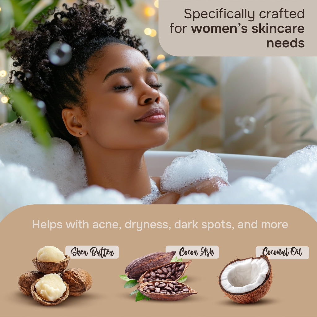 Natural Wunderz African Black Soap Body Wash 12 oz – Sulfate-Free Vegan Cleanser with Shea Butter
