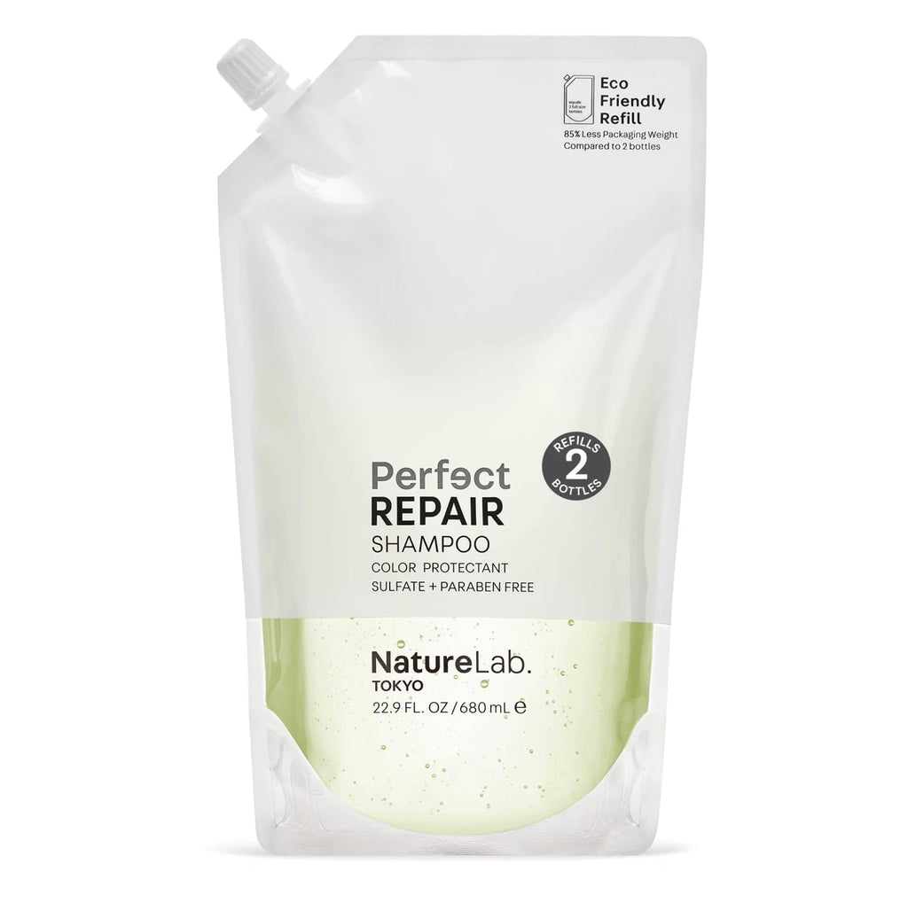NatureLab.TOKYO Perfect Repair Shampoo – Refill Pouch for Damaged & Color-Treated Hair, 22.9oz