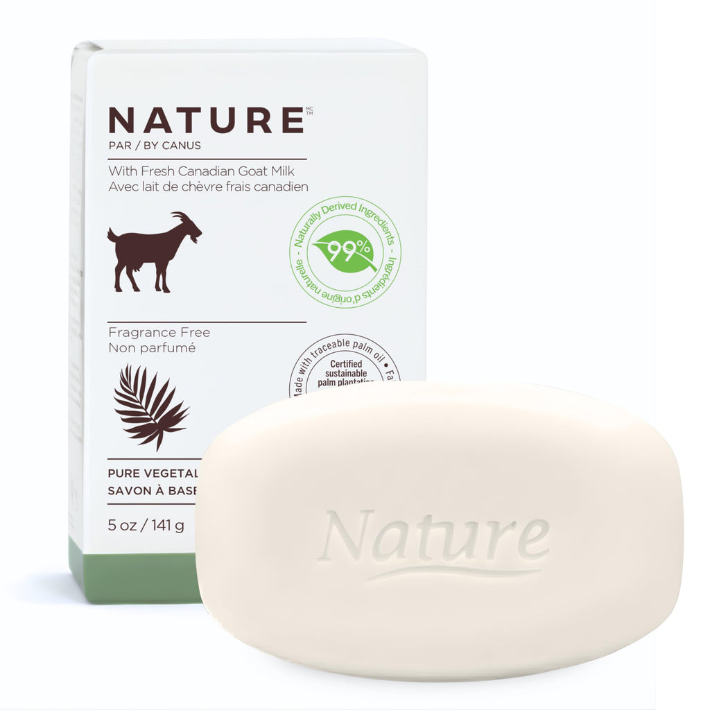 Nature by Canus Goat Milk Bar Soap – Fragrance Free, 5 oz (141 g) with Fresh Goat Milk