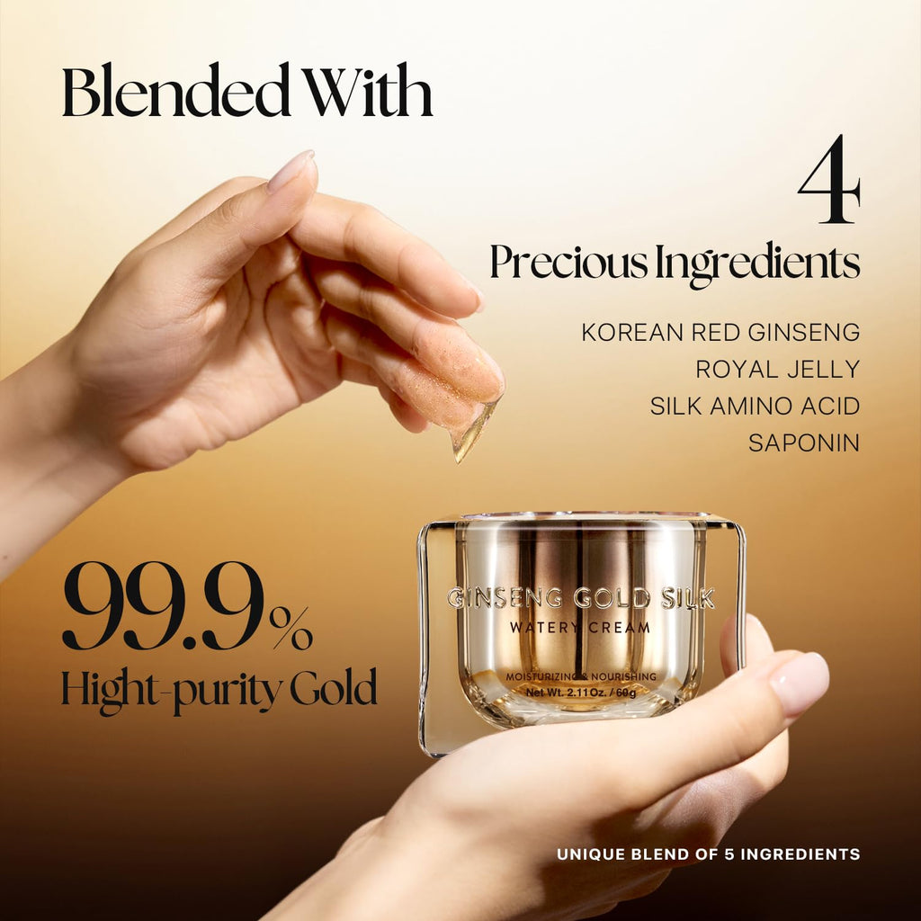 Nature Republic Ginseng Gold Silk Watery Cream – 6-Year Ginseng & 99.9% Pure Gold