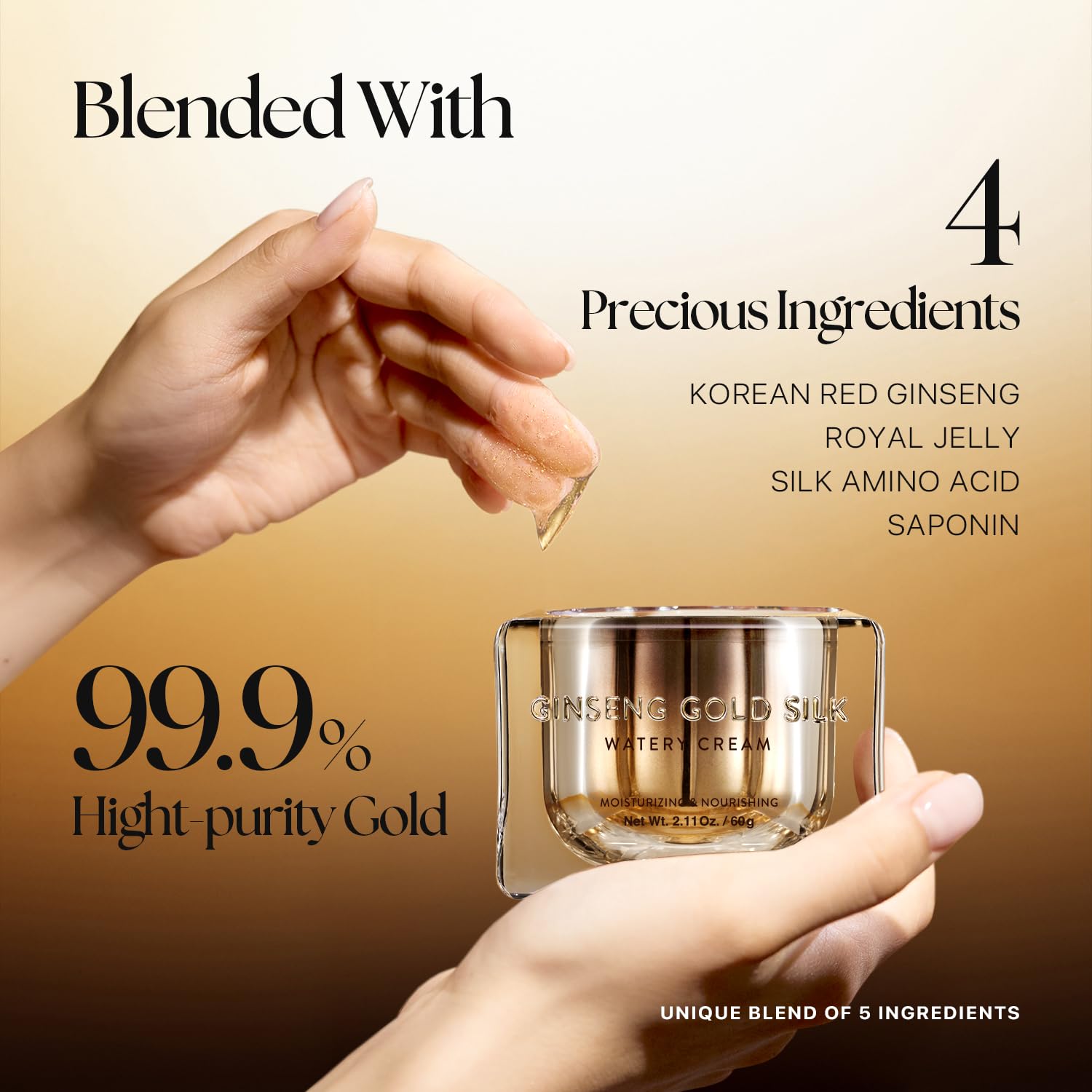 Nature Republic Ginseng Gold Silk Watery Cream – 6-Year Ginseng & 99.9% Pure Gold