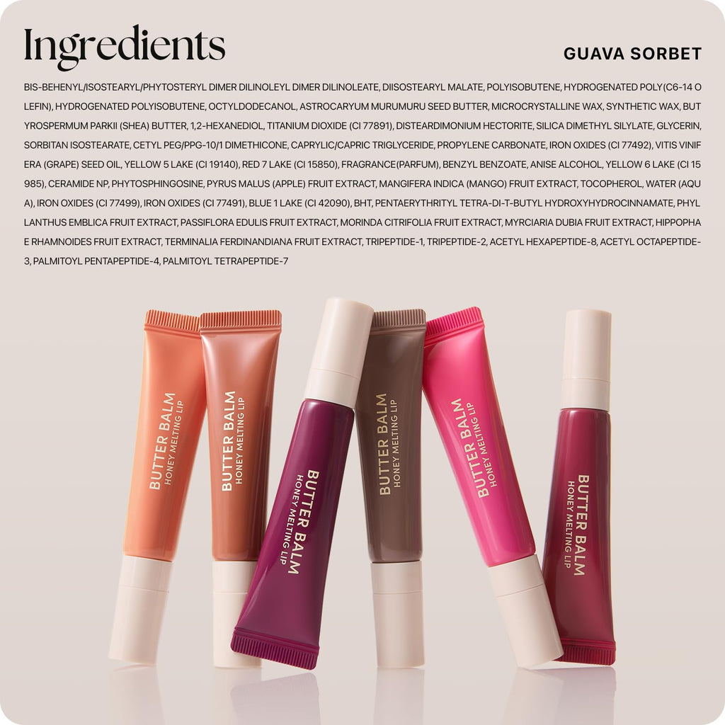 Nature Republic Honey Melting Lip Butter Balm – Hydrating Tinted Balm with Peptides (Guava Sorbet)