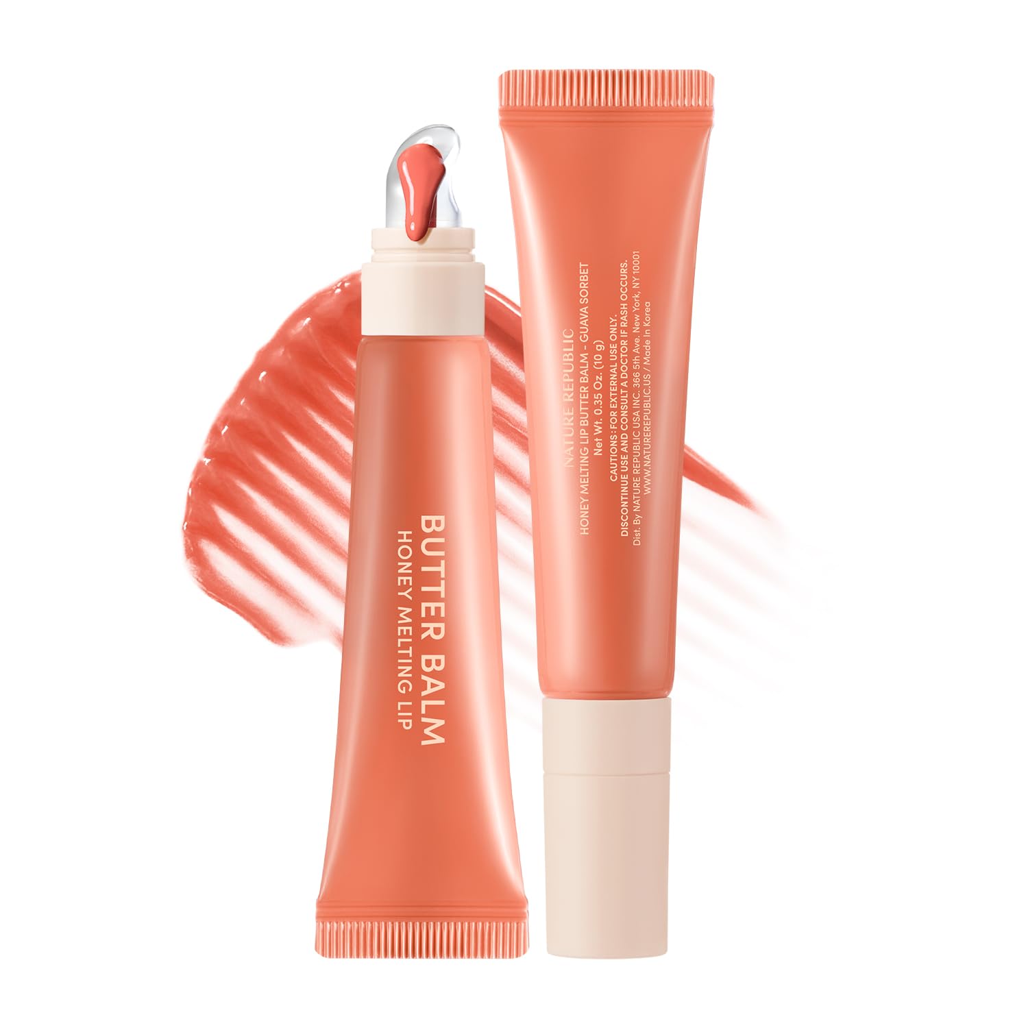 Nature Republic Honey Melting Lip Butter Balm – Hydrating Tinted Balm with Peptides (Guava Sorbet)