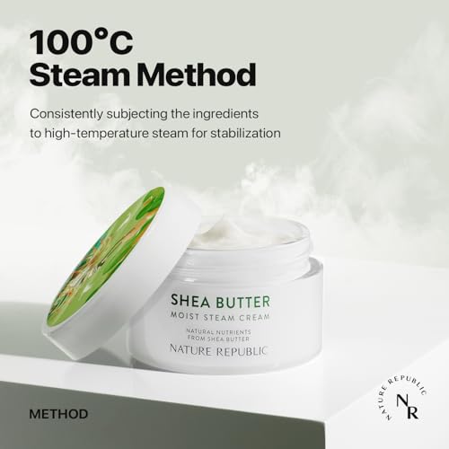 Nature Republic Shea Butter Steam Cream (Moist) – Daily Face Moisturizer, Deep Hydration (3.38 oz)