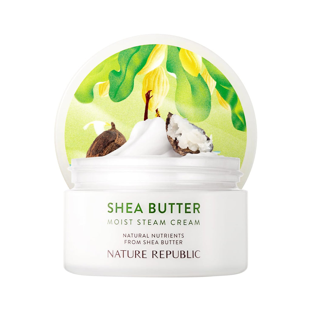 Nature Republic Shea Butter Steam Cream (Moist) – Daily Face Moisturizer, Deep Hydration (3.38 oz)