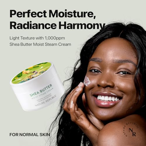 Nature Republic Shea Butter Steam Cream (Moist) – Daily Face Moisturizer, Deep Hydration (3.38 oz)
