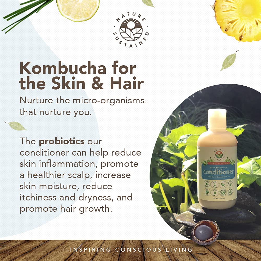 Nature Sustained Organic Fragrance Free Conditioner | Gentle Unscented Probiotic Hair Care (9 oz)
