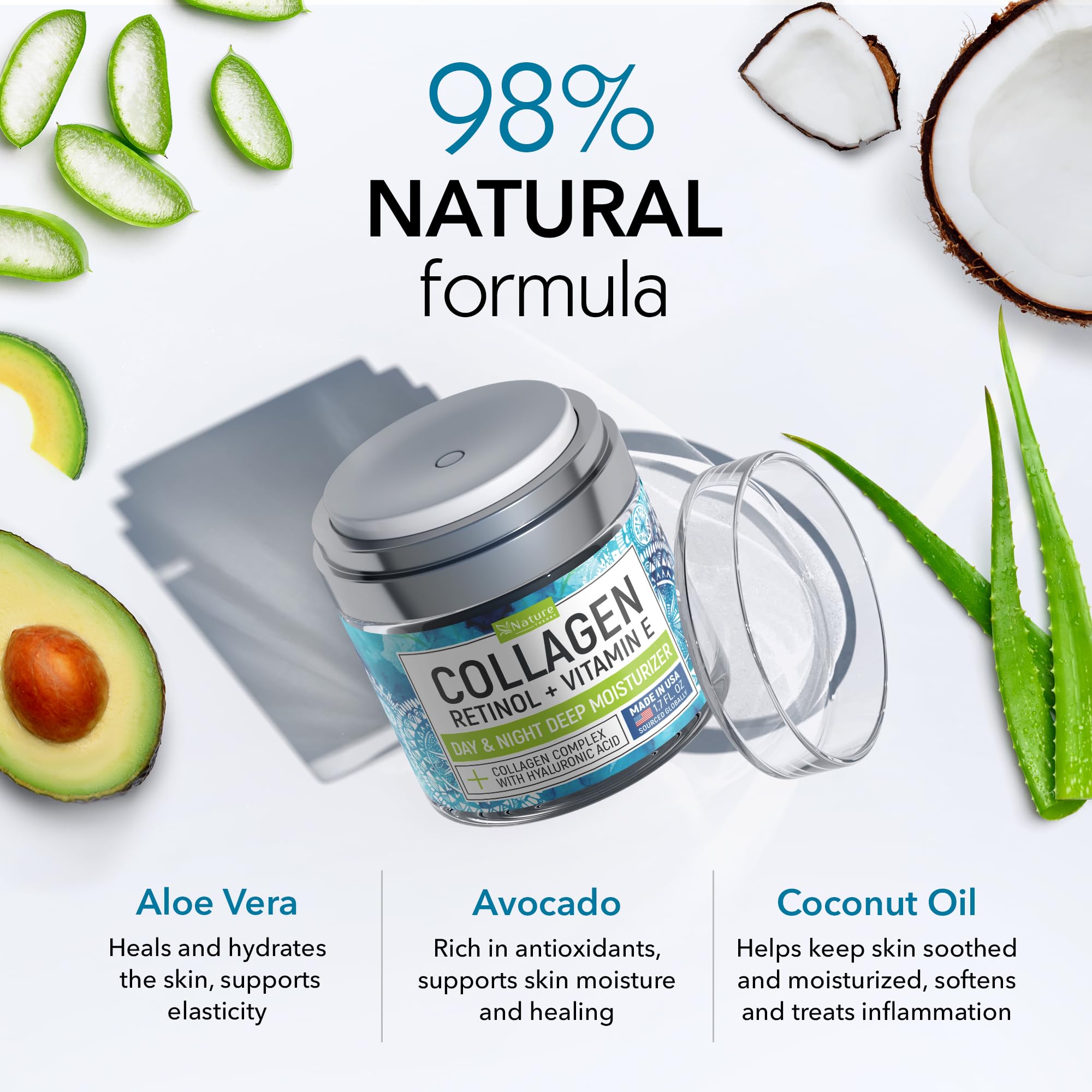 Nature Theory Collagen Cream with Retinol & Hyaluronic Acid – Anti-Aging Face Moisturizer, 1.7 oz