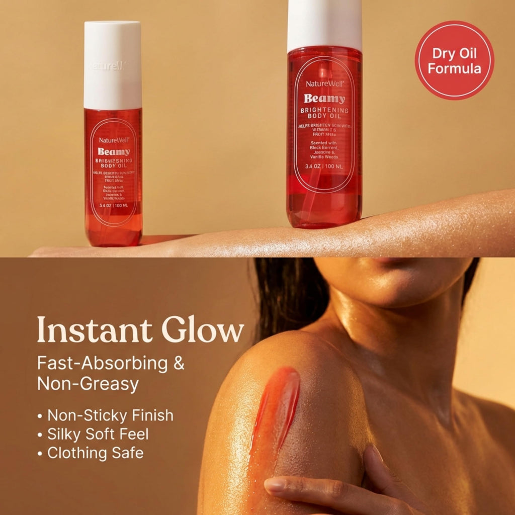 NATURE WELL Beamy Brightening Body Oil – Fast-Absorbing Hydration