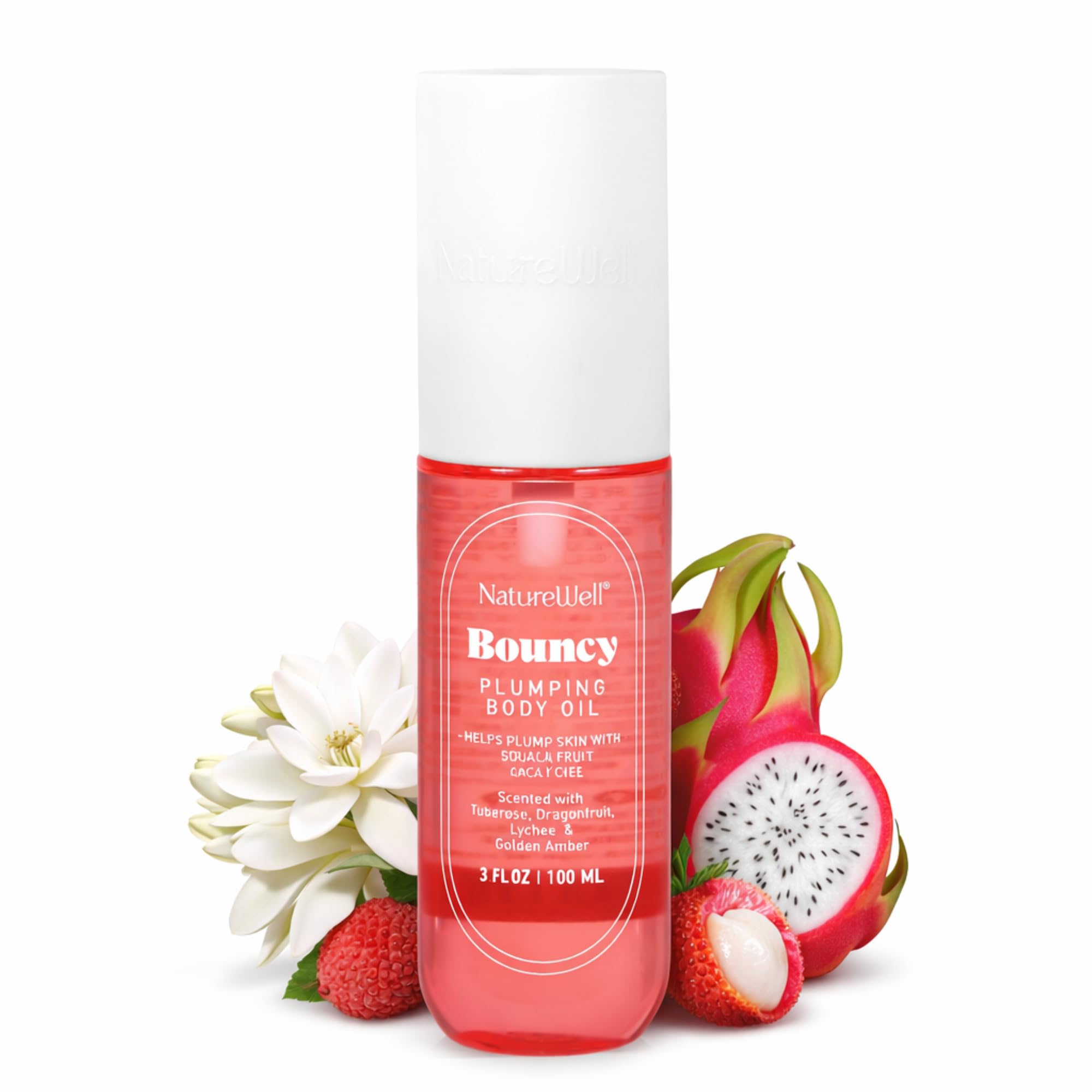 NATURE WELL Bouncy Plumping Body Oil – Fast-Absorbing Hydration for Elasticity and Bounce | 3.4 Oz