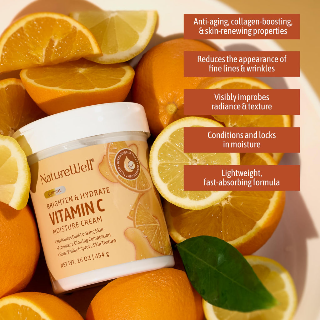 Nature Well Clinical Brighten & Hydrate Vitamin C Moisture Cream 16oz - Face & Body