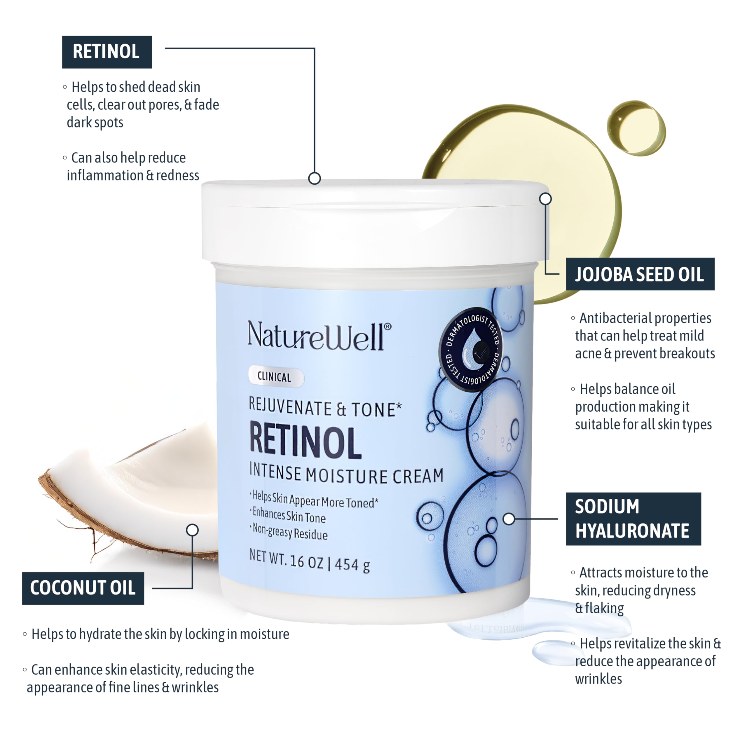 Nature Well Clinical Retinol Advanced Moisture Cream – Face, Body & Hands (2 x 10 oz)