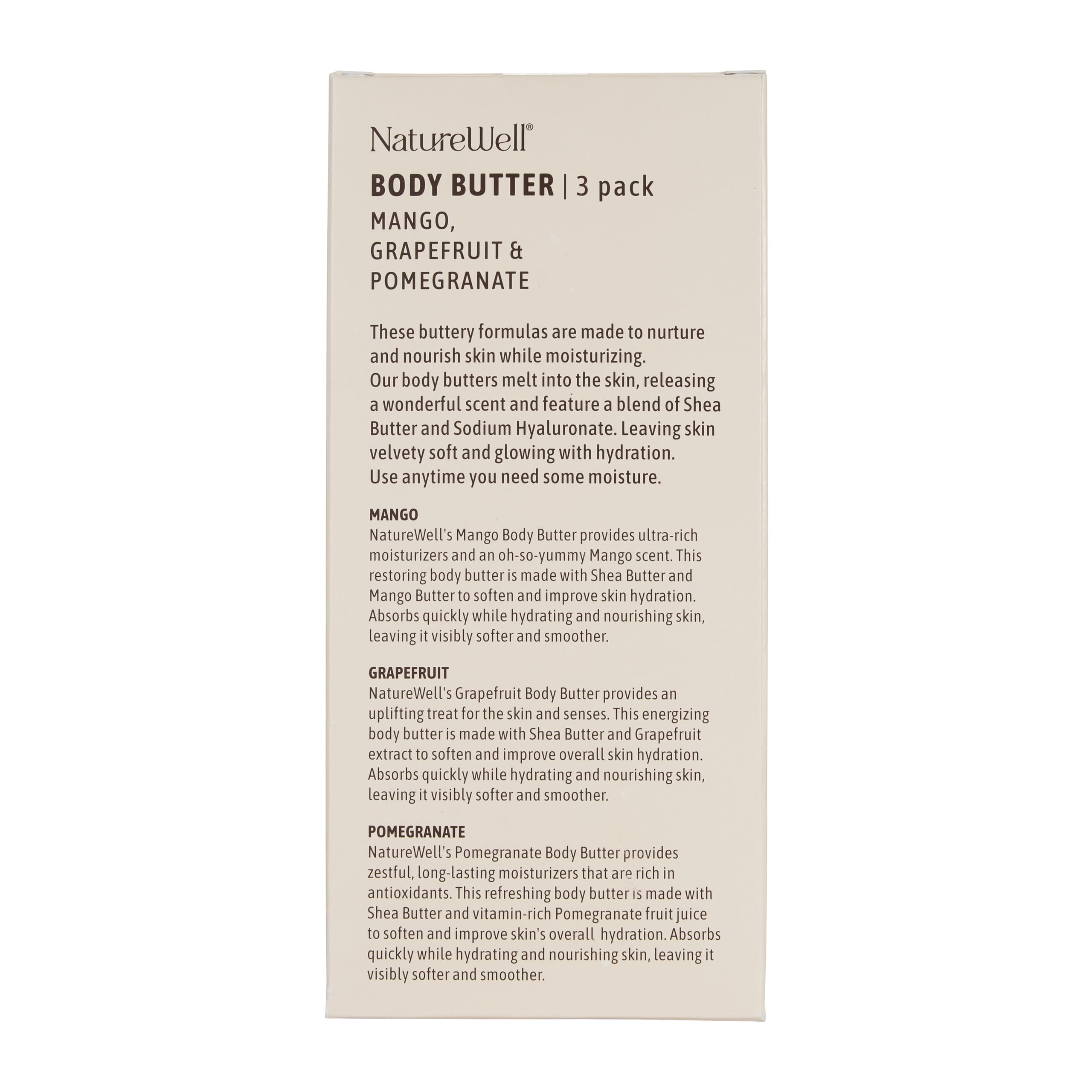 NATURE WELL Shea Body Butter Variety Pack — Grapefruit, Mango & Pomegranate, 3-Pack (8 oz Each)
