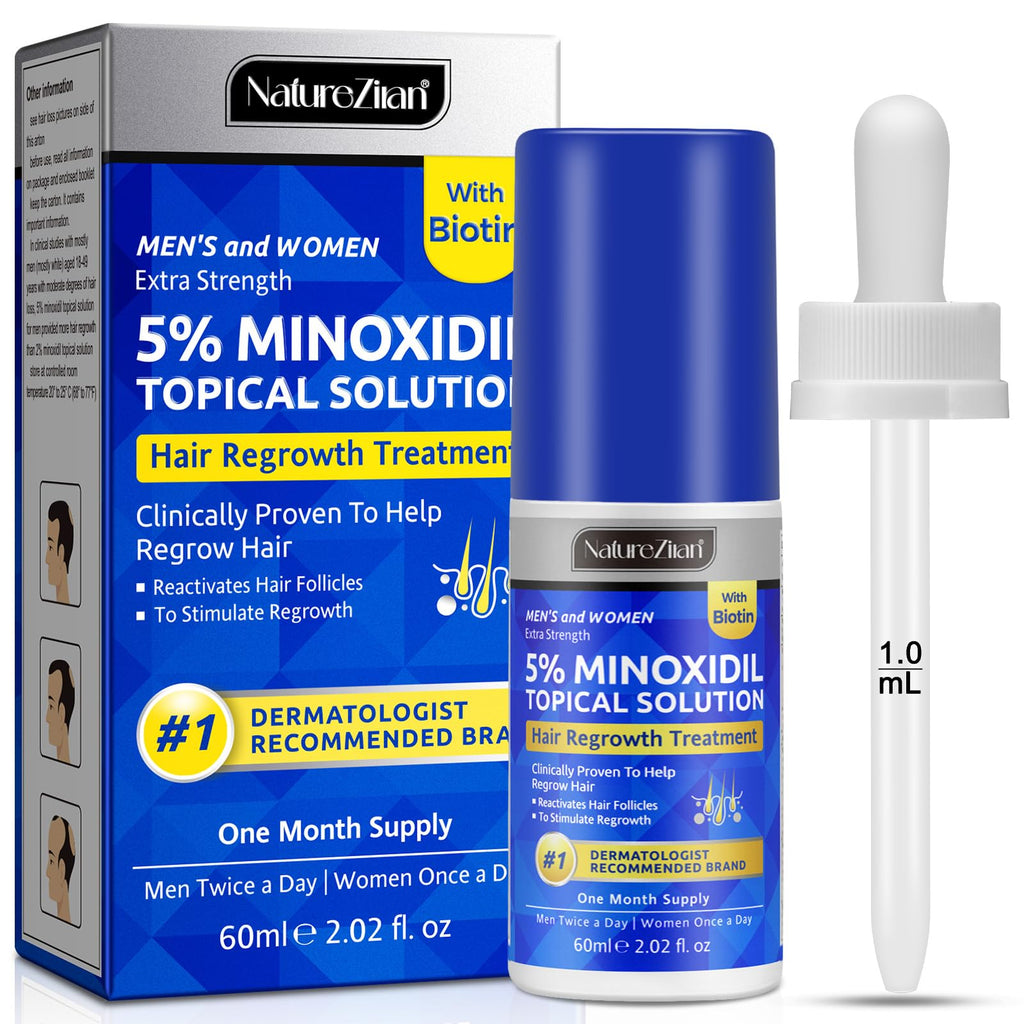Nature Ziran Minoxidil 5% Extra Strength Hair Regrowth for Men & Women – Dropper Applicator Included