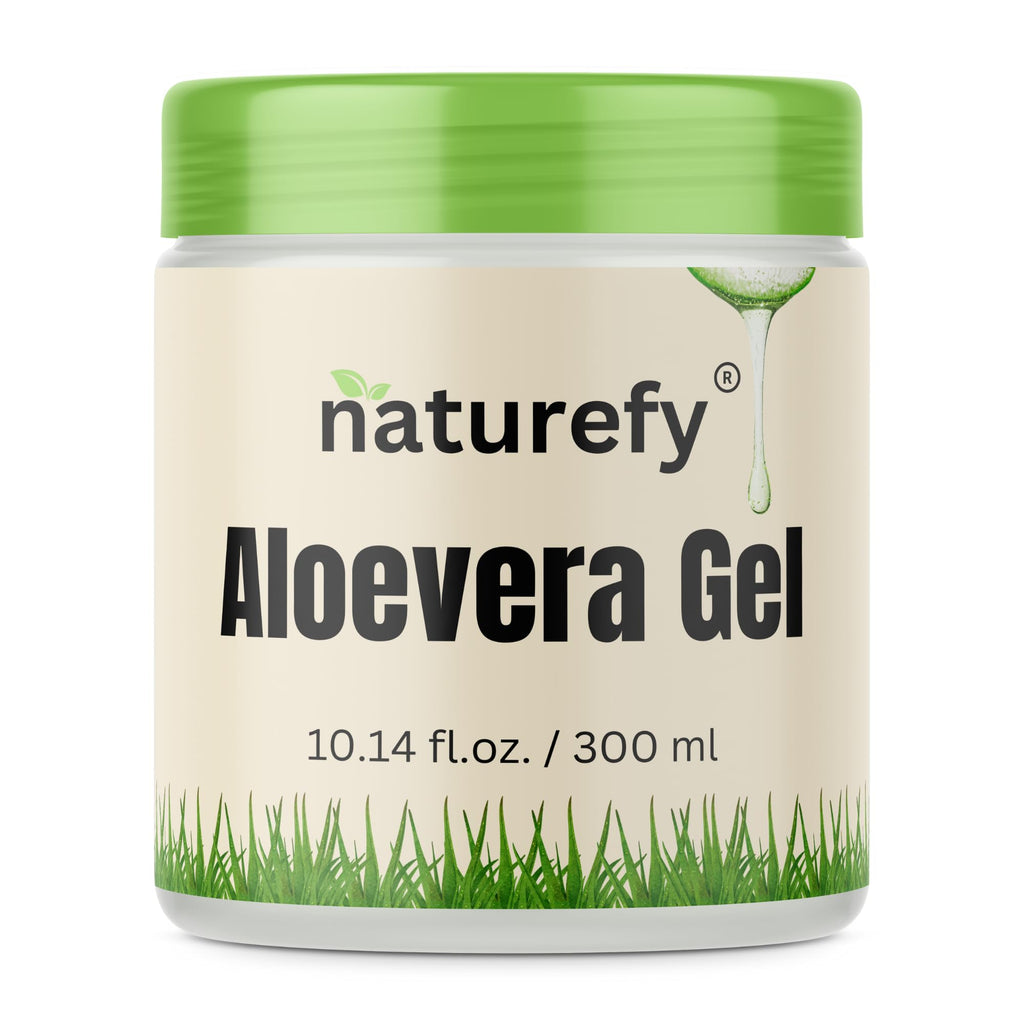 Naturefy Aloe Vera Gel | 100% Pure & Organic Aloe Vera Pulp with Jojoba Oil, Glycerine & Vitamin E