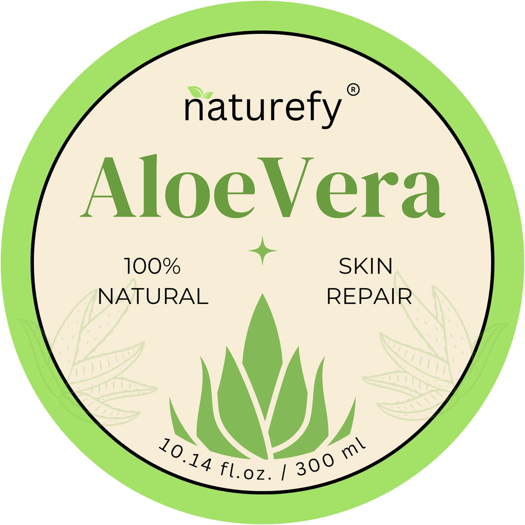 Naturefy Aloe Vera Gel | 100% Pure & Organic Aloe Vera Pulp with Jojoba Oil, Glycerine & Vitamin E