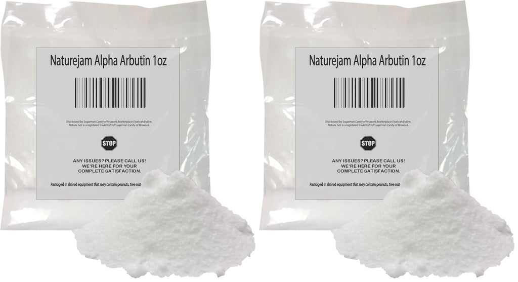 Naturejam Alpha Arbutin Powder — Skin Tone Brightener & Dark Spot Corrector (Pack of 2, 1 oz each)