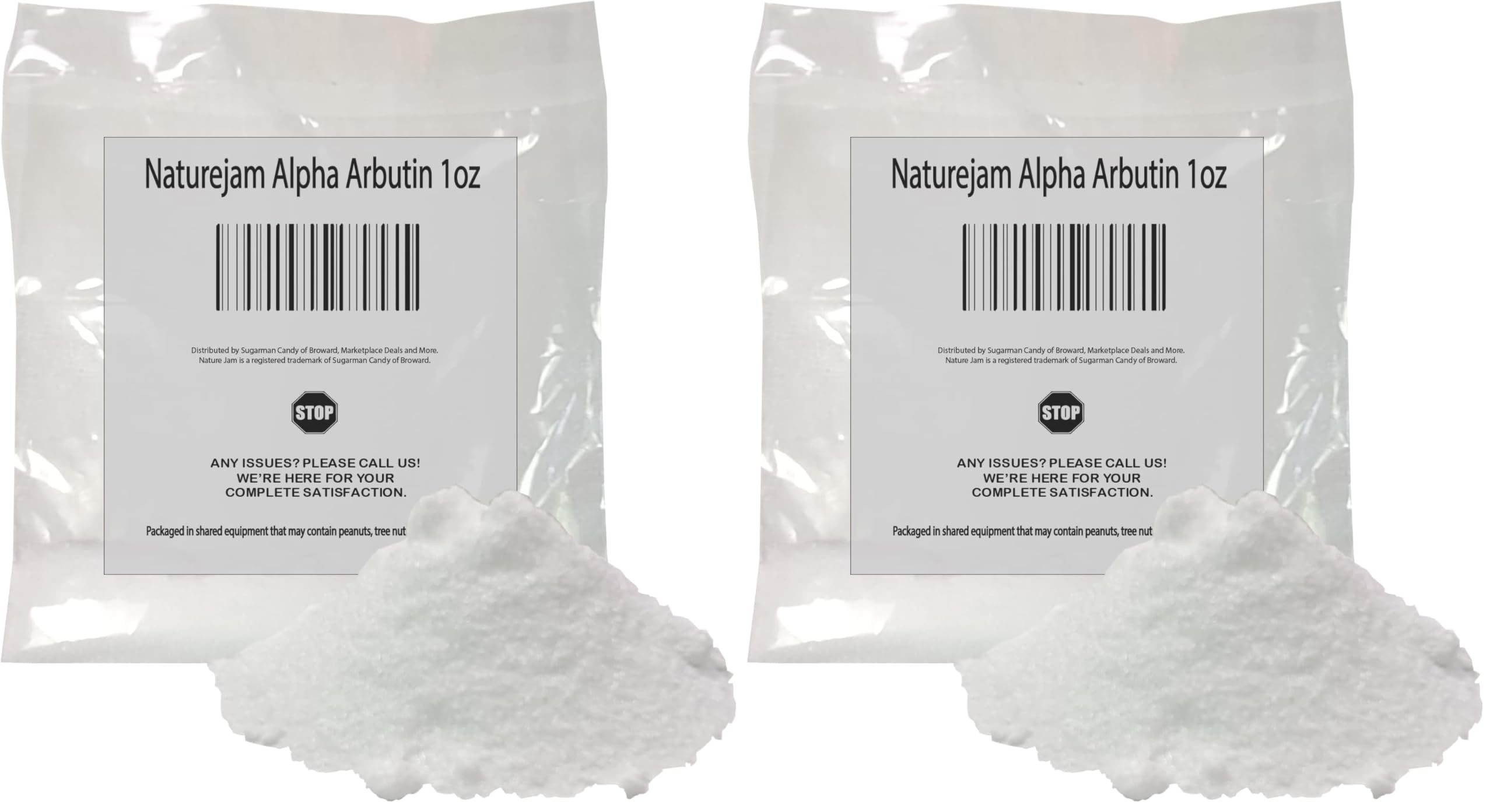 Naturejam Alpha Arbutin Powder — Skin Tone Brightener & Dark Spot Corrector (Pack of 2, 1 oz each)