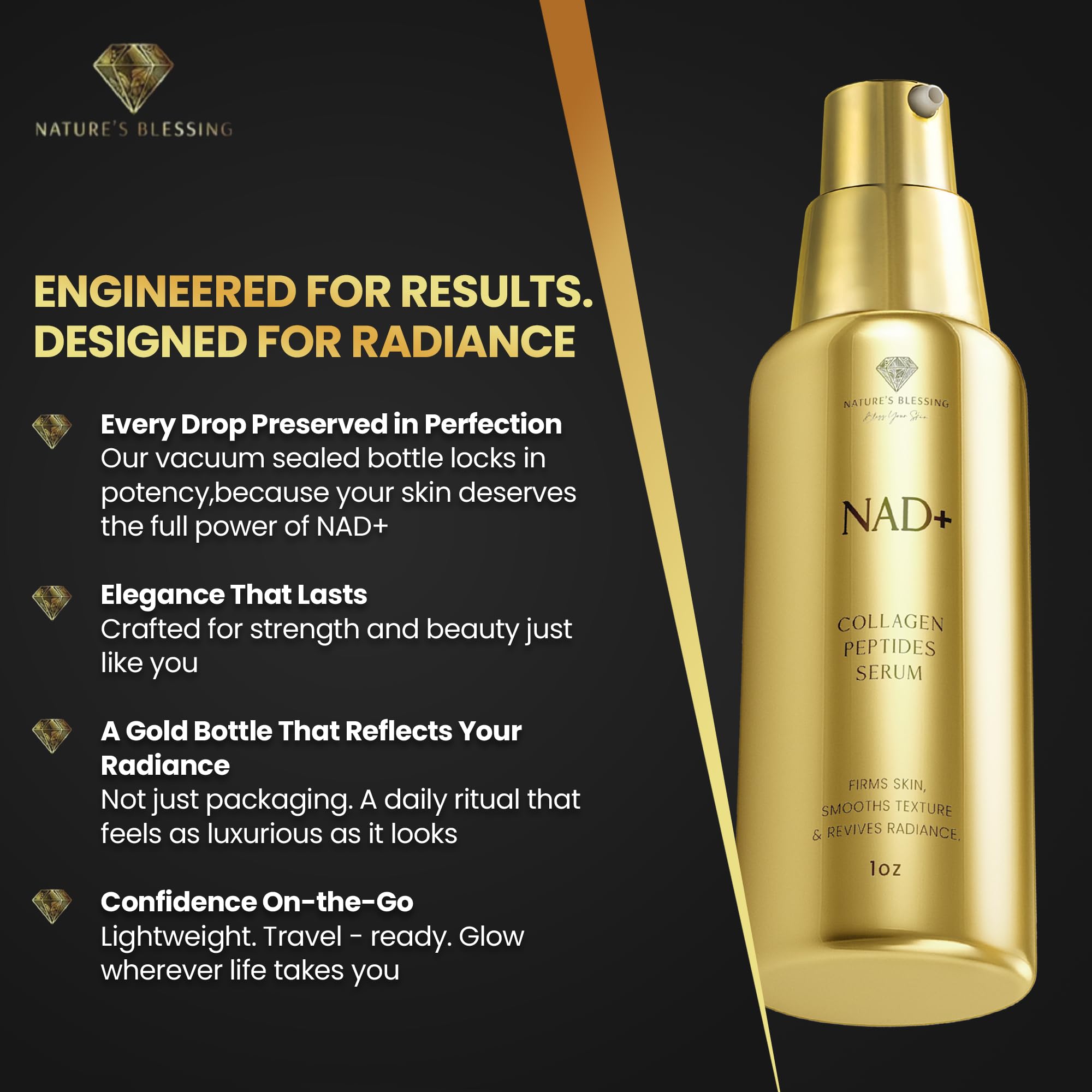 Nature's Blessing NAD+ Anti-Aging Serum – Boost Cellular Energy, Firm Skin & Reduce Wrinkles | 1oz