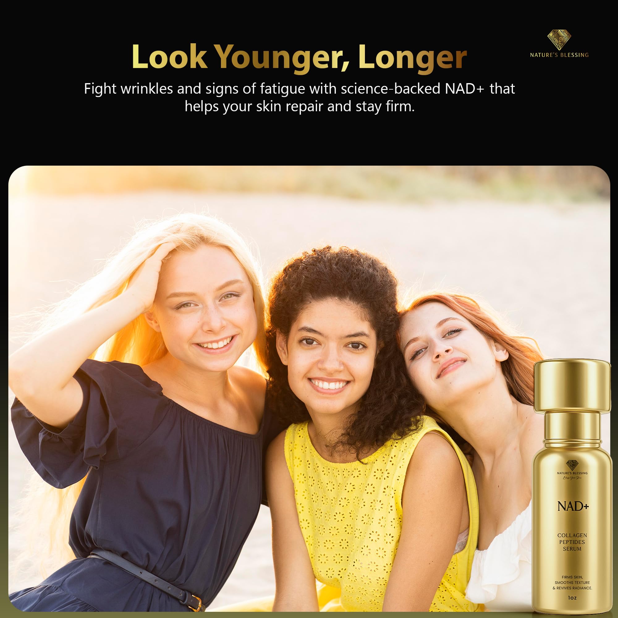 Nature's Blessing NAD+ Anti-Aging Serum – Boost Cellular Energy, Firm Skin & Reduce Wrinkles | 1oz