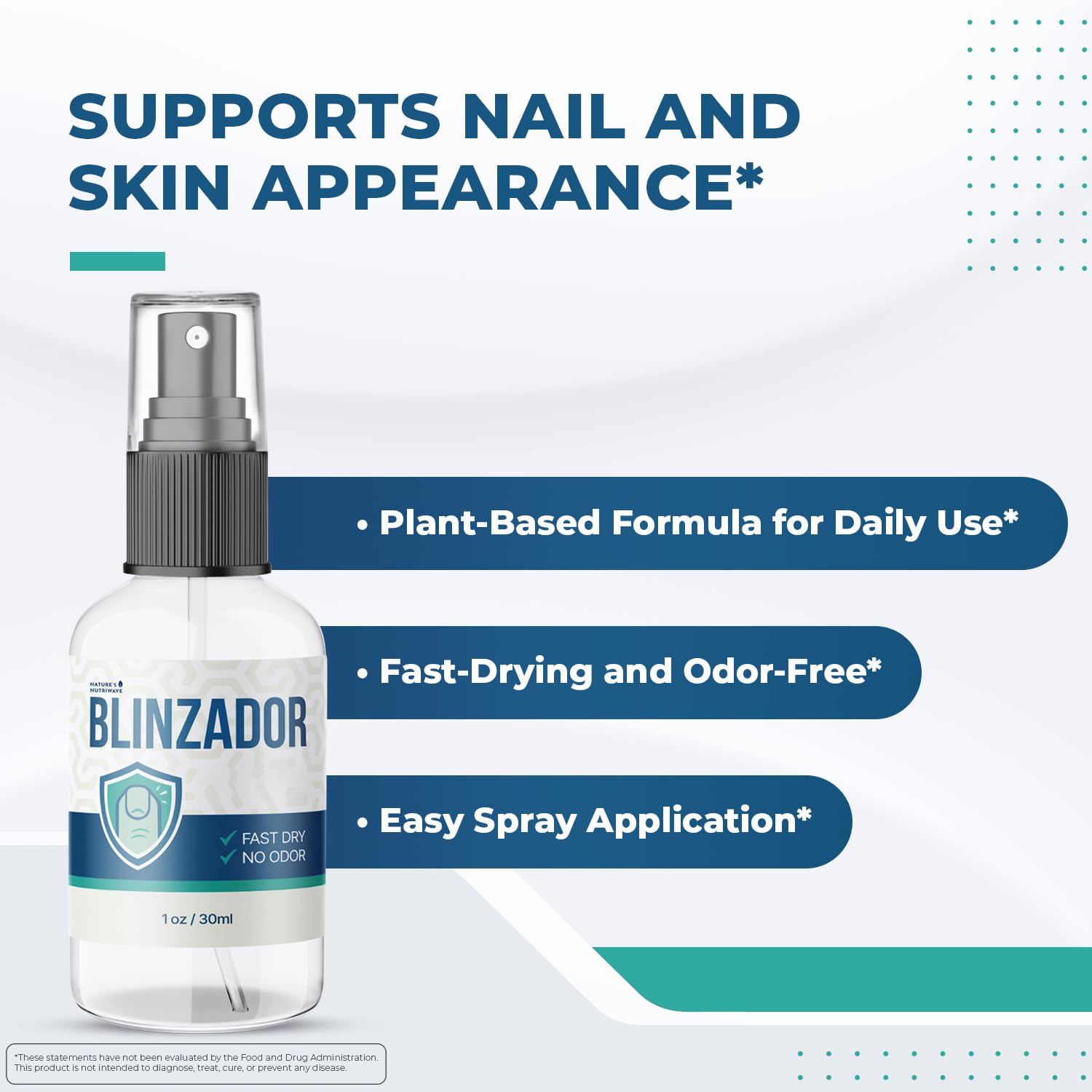 Nature’s NutriWave Blinzador – Natural Plant-Based Foot & Nail Spray | Fast-Drying, Odorless, 1oz