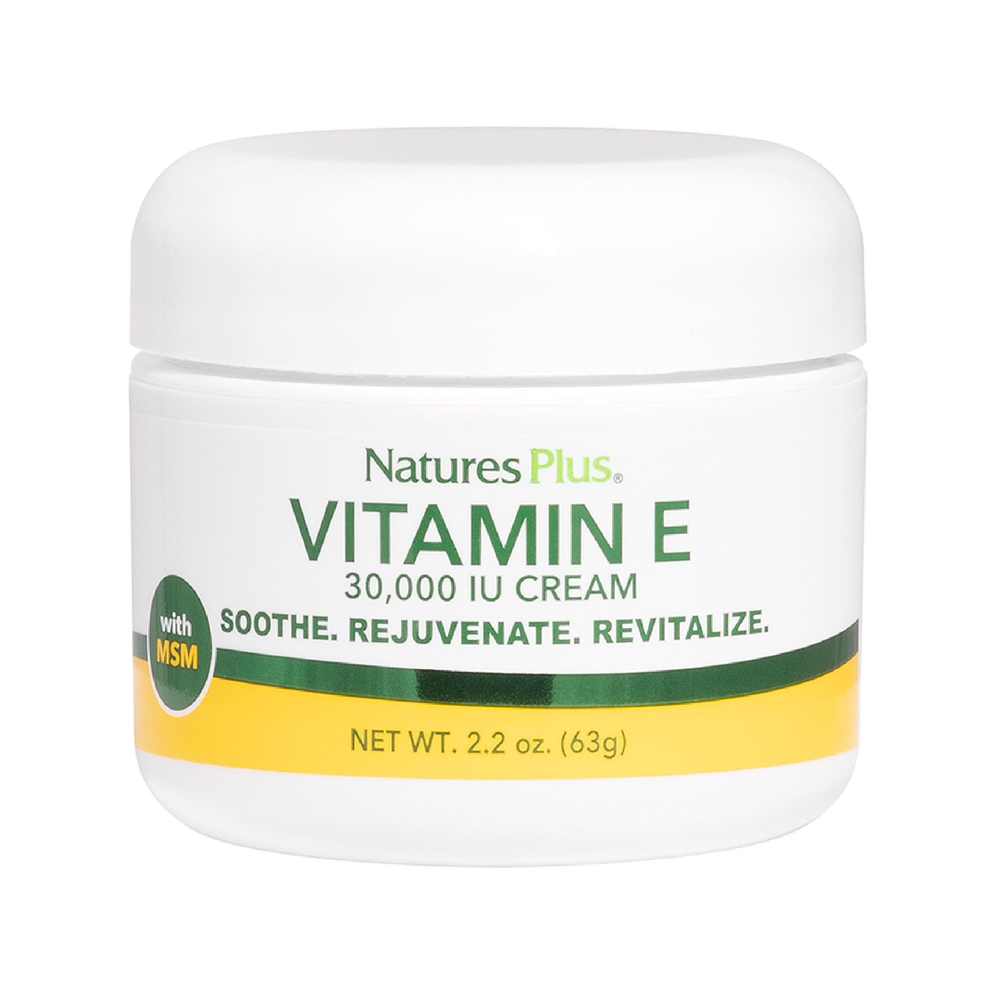 NaturesPlus Vitamin E Cream - 2.2 oz | Face & Body Moisturizer with Aloe, MSM & Vitamins A & D