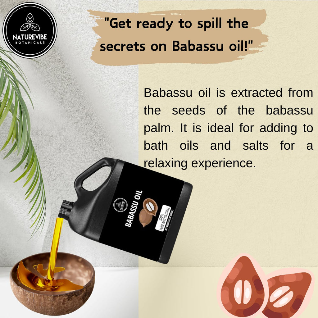 Naturevibe Botanicals Babassu Oil 32 Ounces | 100% Pure & Natural Cold-Pressed
