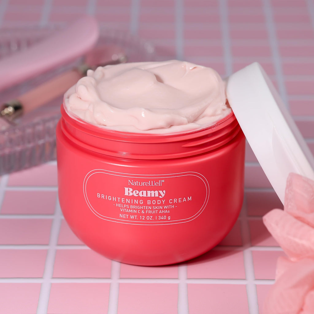 NATURE WELL Beamy Brightening & Moisturizing Body Cream — Lightweight, Quick-Absorbing Formula (12 Oz)