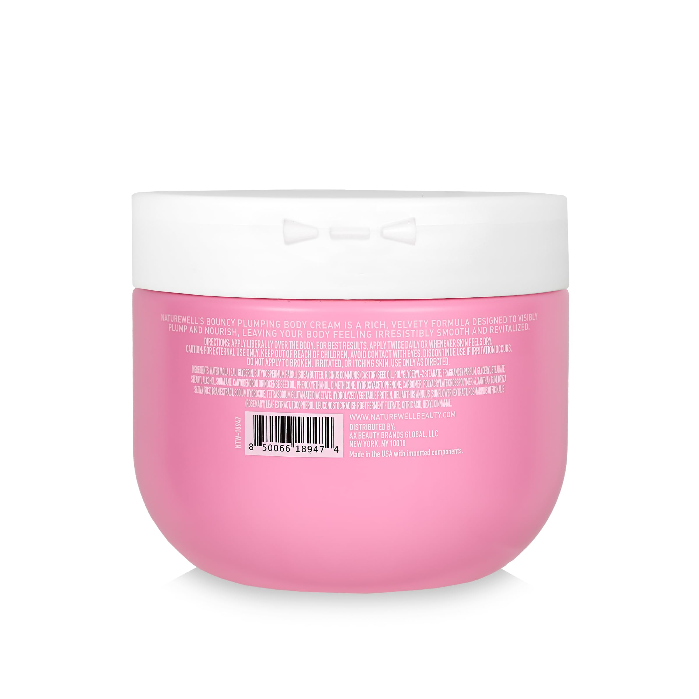 NatureWell Bouncy Plumping Body Cream – Lightweight, Quick-Absorbing Hydration, 12 oz