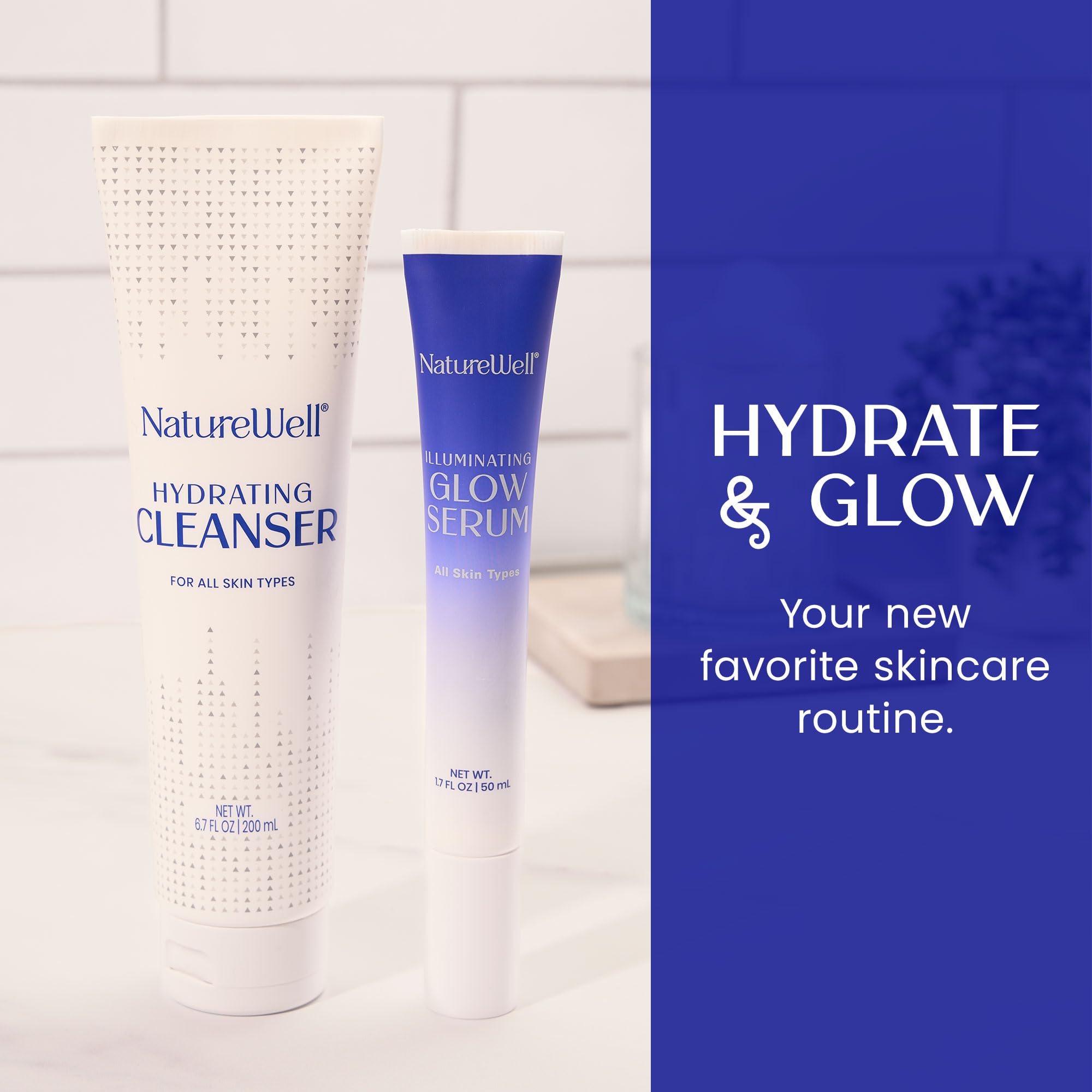 NATUREWELL Hydrating Cleanser & Illuminating Glow Serum Duo – Nourish, Hydrate & Glow for All Skin Types