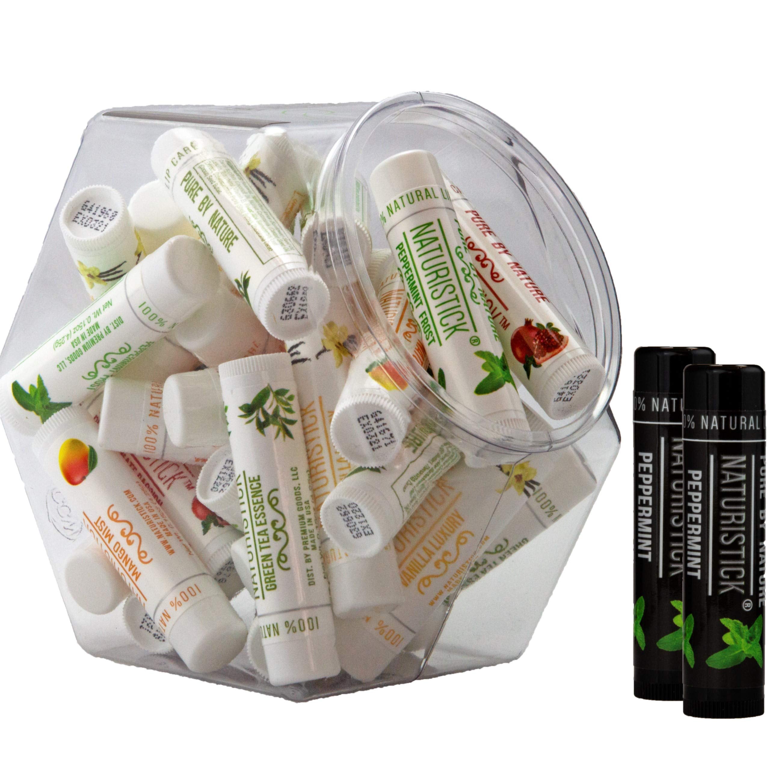 Naturistick 32-Pack Beeswax Lip Balm | 5 Scents, Clean Ingredients, Made in USA