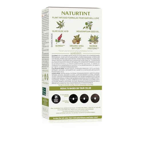 Naturtint 1N Ebony Black Permanent Hair Color — 6-Pack, Ammonia Free, Vegan, Up to 100% Gray Coverage