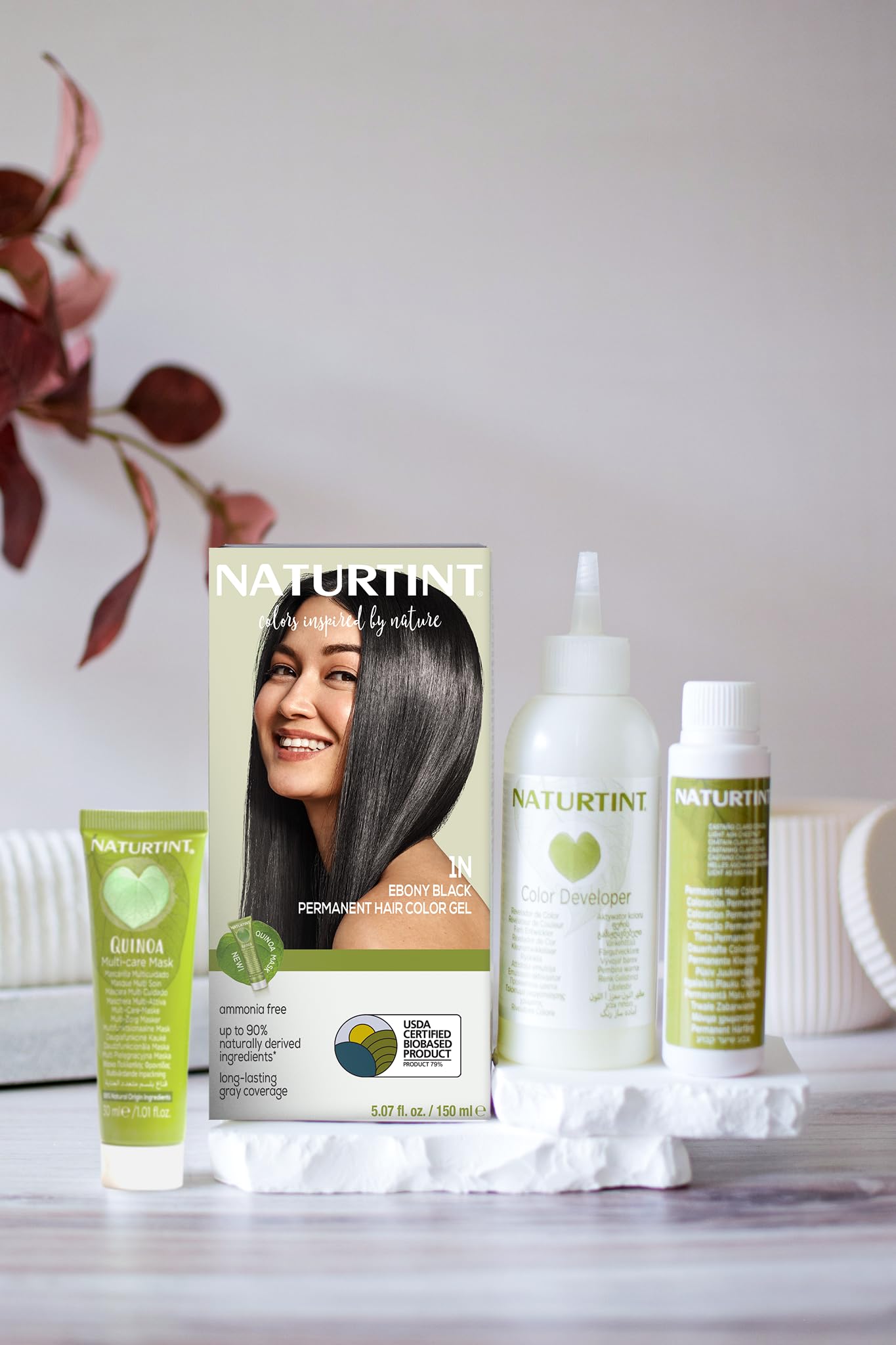 Naturtint 1N Ebony Black Permanent Hair Color — 6-Pack, Ammonia Free, Vegan, Up to 100% Gray Coverage