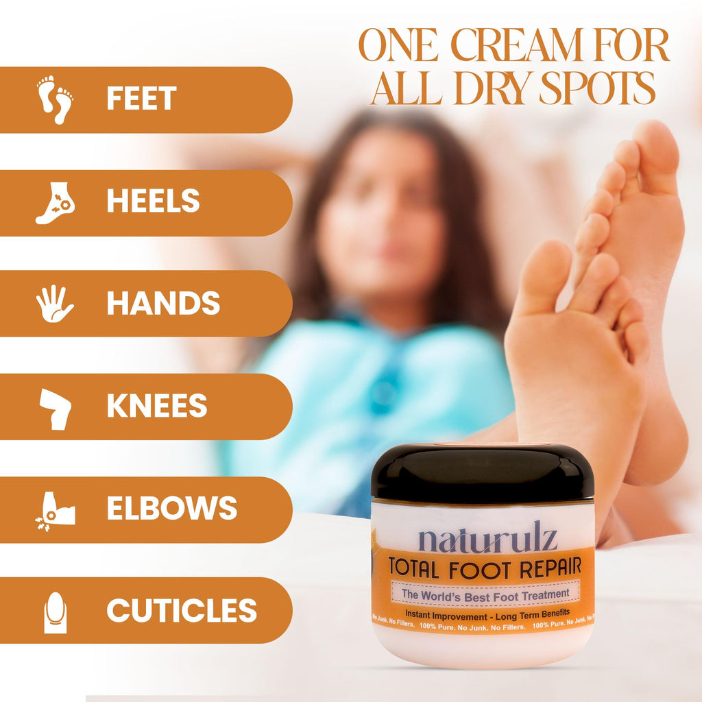 Naturulz Total Foot Repair 4oz – Intensive Moisture Foot Cream for Dry, Rough Skin & Cracked Heels