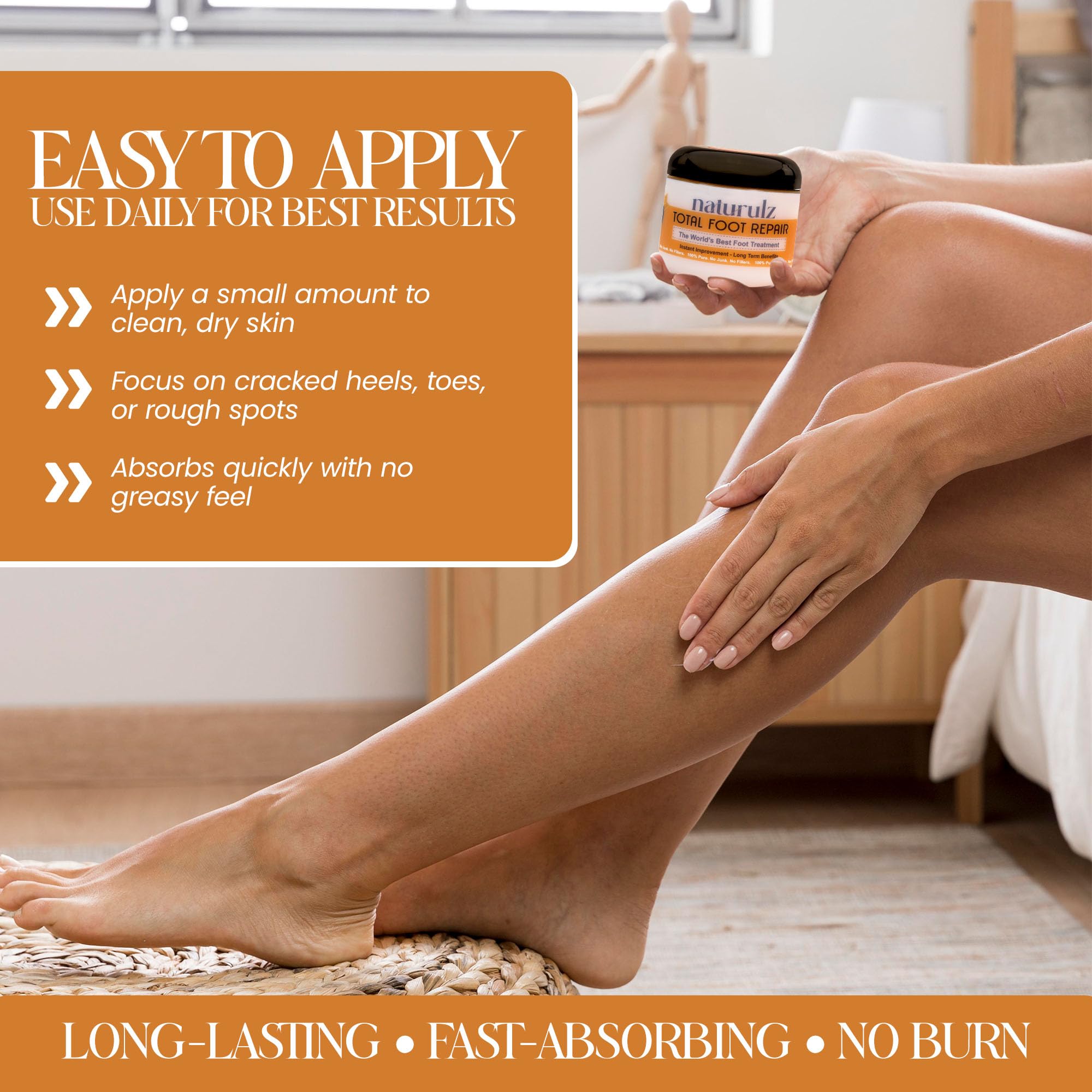 Naturulz Total Foot Repair 4oz – Intensive Moisture Foot Cream for Dry, Rough Skin & Cracked Heels