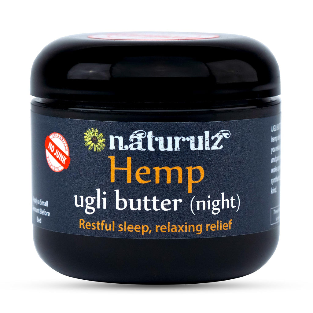 Naturulz Ugli Butter Hemp Night Cream 4oz — Calming Night Topical with Lavender, Chamomile & Passionflower (Melatonin-Free)