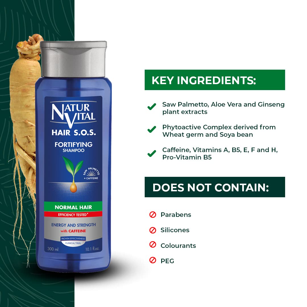 NaturVital Unisex Aloe Vera & Ginseng Organic Hair SOS Shampoo – Normal Hair, Cruelty-Free & Paraben-Free