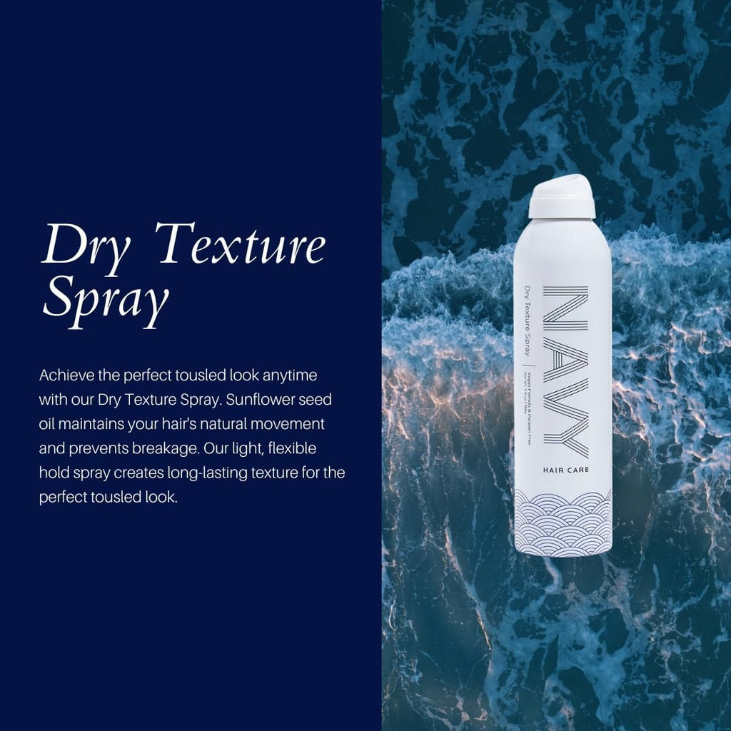NAVY HAIR CARE Dry Texture Hair Spray | Instant Volume & Flexible Hold | Lightweight, Sunflower Oil Formula | 7 oz